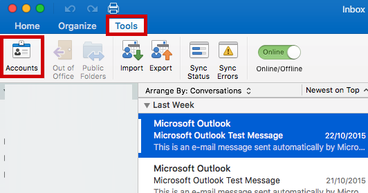 ports to use in outlook 2016 for mac